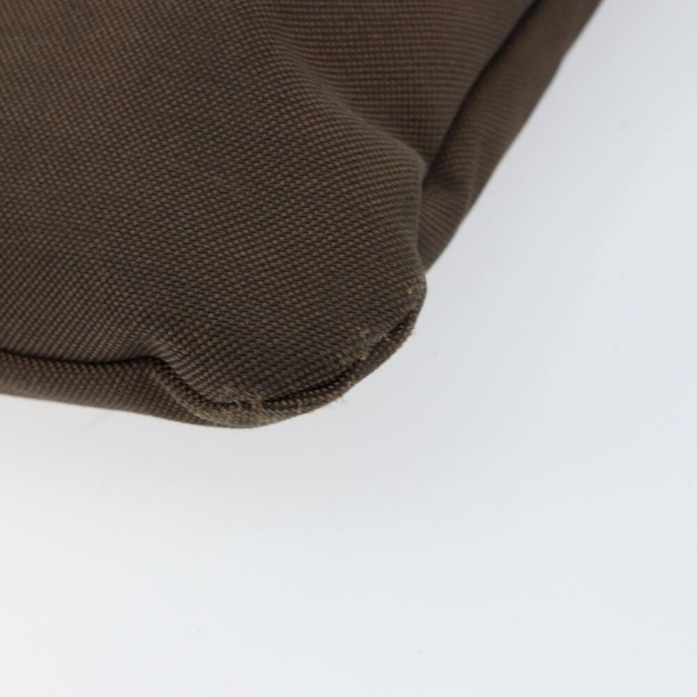 Authentic PRADA Shoulder Bag Canvas Dark Brown gold - Picture 6 of 16